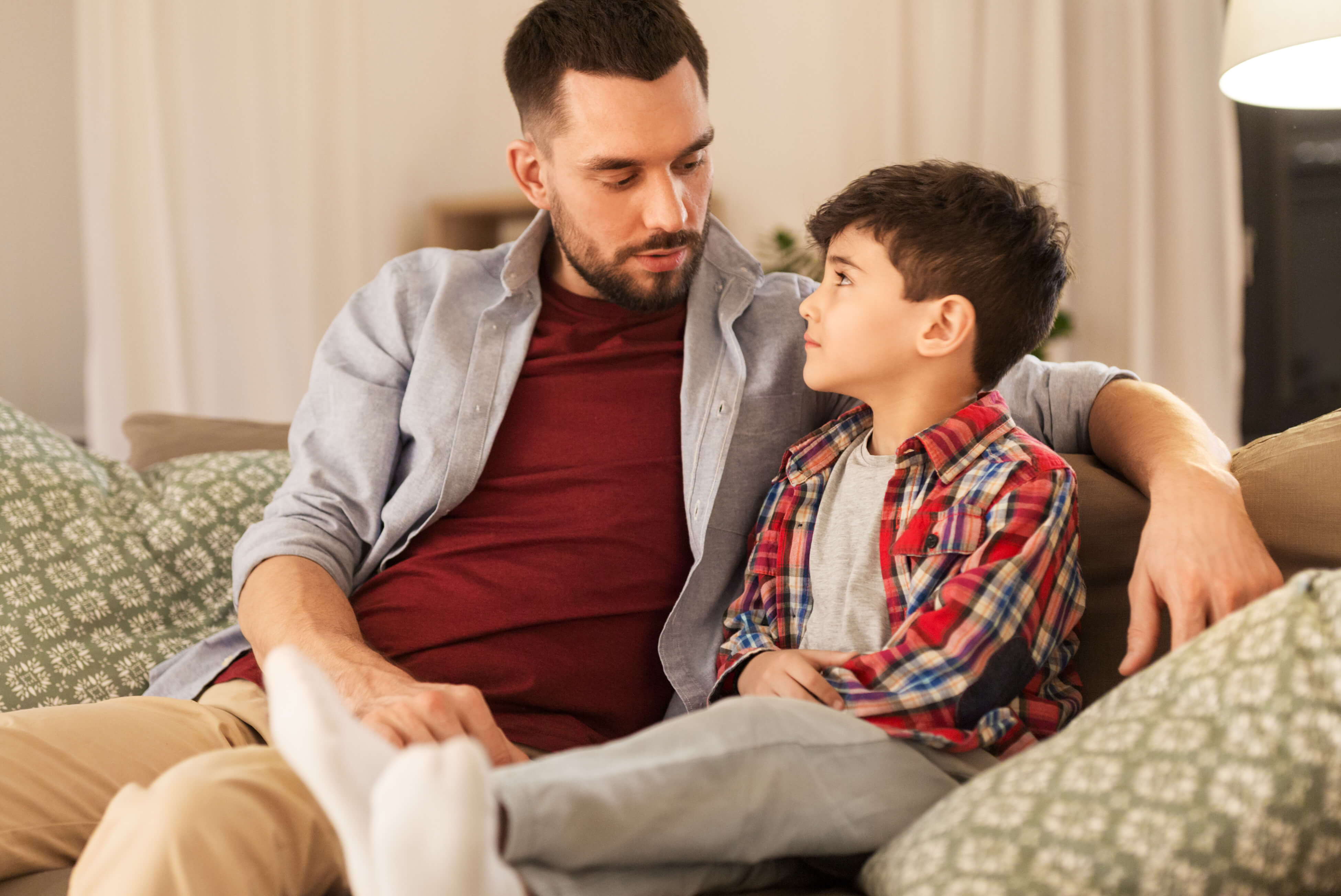 father son talking